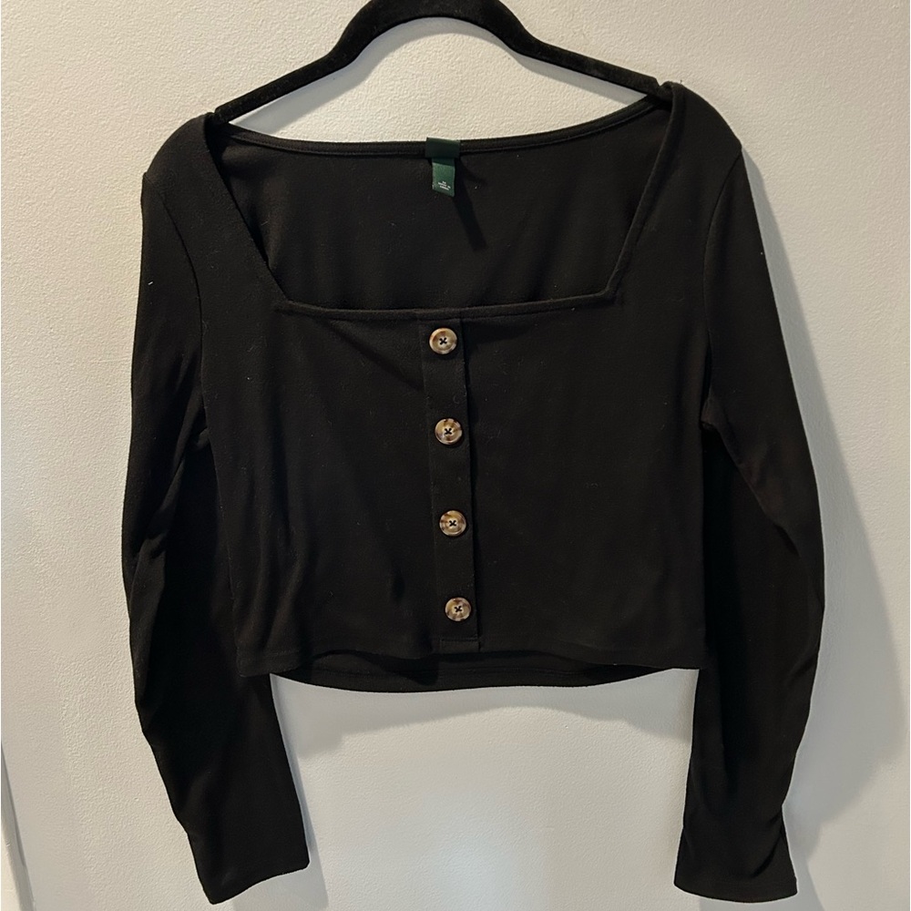 Wild Fable Black Button Up Crop Top Women’s Medium